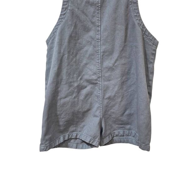 Wish List Women's Oversized Soldier Blue Washed Cotton Overall Romper Shorts w A - Picture 5 of 10